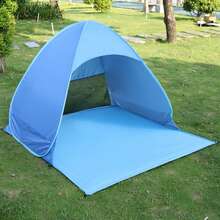 Carpa de playa con bolsa de almacenamiento, toldo portátil para sombra adecuado para playa, camping, pesca, picnic, actividades familiares al aire libre, fácil de montar, resistente al agua y a los rayos UV