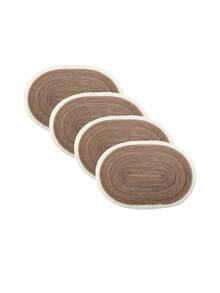 1/2/4/6/8 件简约渐变色牛奶咖啡色椭圆形涤纶餐垫 - 棕色1 - 查看 6