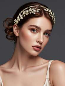 1 pezzo Cerchietto con strass argento, accessorio per capelli da donna adatto per uso quotidiano, feste per adulti, regali per le vacanze, accessori per capelli, fascia per capelli, cerchietto per capelli da donna, abbigliamento autunnale - Argento - Visualizzare 2