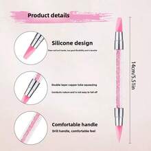 Double-Ended Silicone Nail Art Pen Press Wand Is A Multi-Functional Nail Art Tool For Applying Carved And Toning Glue - 白色 - 查看 3