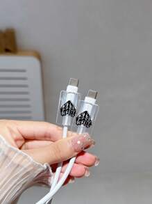 3 件套数据线充电器保护壳，TPU 软壳，英国插头 Apple 20W 快速充电器，彩色心形和字母图案，适合返校，兼容英国插头 Apple 20W 快速充电器数据线保护器充电器配件手机配件