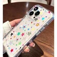 Estuche de teléfono elegante Estuche de teléfono: 1 estuche transparente con patrón de pentagrama colorido, carcasa espacial transparente, estuche protector adecuado para iPhone 11 12 13pro max 15pro 14 16pro max plus, estuche protector para teléfono 7 8 x xs xr xsmax - estrella colorida Presenta un estilo más individualista - 1 pieza - Ver 4