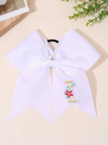 1pc 26Letters Back To School Customized Text Name Bow Hair Ring,Personalized Solid Color Embroidered 26 Letters Decoration Bow Hair Ring,Fashion Unique Hair Accessories For Girls Back To School Gifts, Daily Use - 彩色 - 查看 29