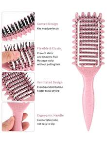 2025 New Hollow Curling Comb And Curling Brush - Designed Specifically For Curly Hair, This Comb And Brush Set Can Easily Create Various Curly Hairstyles While Minimizing Pulling And Separation. These Combs, Hair Tools, Hair Products And Accessories Are Essential For Salon Care, Back-To-School Travel, And Holiday Travel. - Multicolor - View 6
