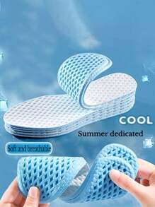 Summer Ice Feel Insoles - Cool, Breathable, Sweat-Absorbing, Shock-Absorbing Comfort For Sports And Casual Shoes, Insoles For Men And Women, Sweat-Absorbing Material, Breathable Cool Insoles With Sweat-Absorbing, Odor-Resistant And Cool Feeling, And Barefoot Shock-Absorbing Pads, Suitable For Home Use, Dormitory And Back-To-School Gifts