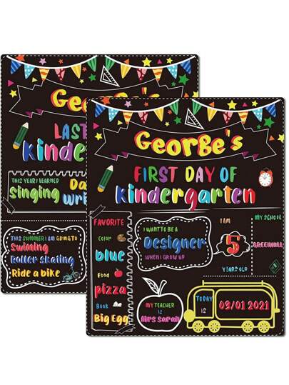 2025 Back-To-School Chalkboard, First & Last Day Of School Chalkboard, 10 X 12 Inch Double Sided Back To School Sign For Kids/Girls/Boys, Reusable Wooden 1st Day Of Preschool/Kindergarten Photo Props