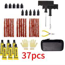 "37-Piece Universal Tire Repair Kit – Emergency Puncture Plug & Patch Tool Set For Cars, Motorcycles, SUVs – Includes Rubber Strips, Insertion Tools & Glue – Fast Flat Tire Fix For Tubeless Tires"