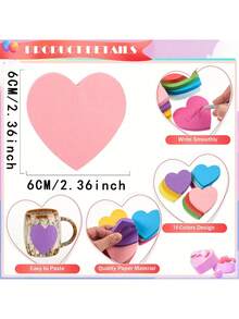 16 张/包心形便签，共 480 张（30 张/册），多色，爱情留言便笺，可爱彩色自粘便签，创意贴纸，标签，礼品卡，适用于节日、学校用品、返校 - 彩色 - 查看 2