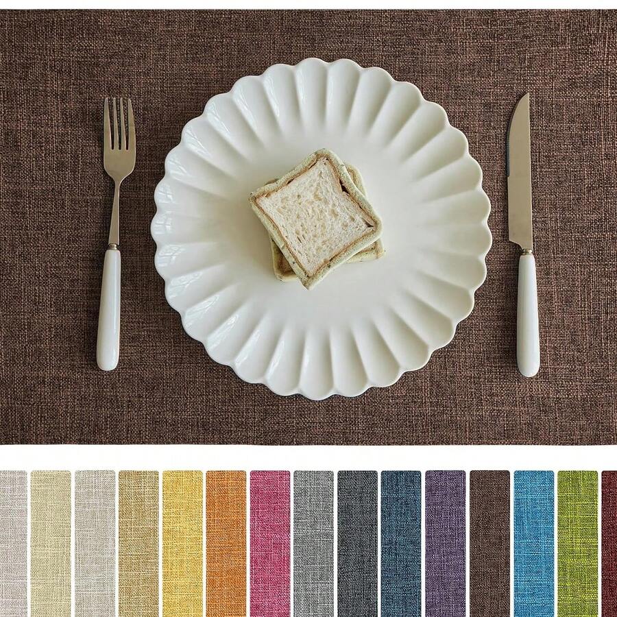 4 Stücke/6 Stücke/8 Stücke/10 Stücke einfarbige quadratische Tischsets, 43cm*46cm hitzebeständige Tischdekorationsstoffe, Kaffeetischsets geeignet für Neujahr, Ostern, Valentinstag Dekoration, Innen- & Außenbereich Zusammenkünfte Zuhause, minimalistischer Stil Esszimmer Anordnung, Geschirr Schutz für Feiertage und Geschenke