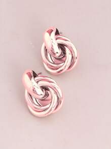 1 par de pendientes de aro únicos y creativos minimalistas en color dorado, adecuados para uso diario de las mujeres
