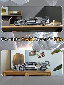Building Block Toy, 1,356 Pieces. A Silver-Gray Supercar Assembly Toy With High Difficulty Level For Adults. It Is Suitable As A Festival Gift, A Birthday Gift, A Christmas Gift, A Thanksgiving Gift, Or A New Year's Gift.