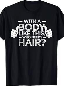 Men Funny Bald Men Graphic Tee Cotton Casual Round Neck T-Shirt With Letter Print For All Seasons Men Size S-3XL - màu đen - Xem 2