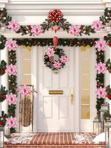 6/12/18/24pcs Artificial Christmas Flower Heads, Shiny Christmas Flowers, Suitable For Home, Wedding, Party, Christmas Tree, Wreath, DIY Holiday Decoration, Home Decor, Christmas Decoration, Room Decor - Christmas Flower Head 11 - View 8
