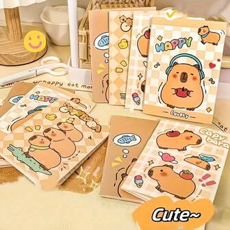 10 دفتر ملاحظات صغير بشكل كابيبارا لطيف، دفاتر مسطرة، دفاتر جيب للطلاب، مخيطة بغرز سرج، مع إغلاق مطاطي، مناسبة للمكتب، قوائم المهام، الكتابة، المذكرات والتنظيم المحمول، موسم العودة إلى المدرسة