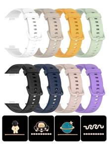 3PCS Little Boy Planet Spaceship Series Decorative Ring+Quick Release Strap Bracelets Compatible With Huawei Watch Fit 3 4 Silicone Band Strap Compatible With HUAWEI FIT 4 Pro - one-size - View 3