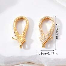 1 pezzo Connettore per collana e bracciale di grandi dimensioni con chiusura a moschettone placcata in oro con zirconi micro-intarsiati - Multicolore - Visualizzare 3