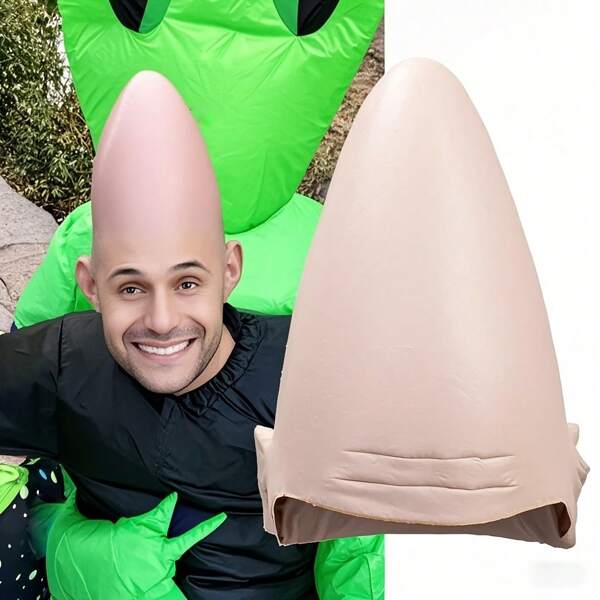 Thick Bald Skin Alien Bald Cap, Plastic Halloween Skull Egg-Shaped Wig, Exquisite Costume Dress Up Simulation Role Play Head Mask, Suitable For Men And Women Party