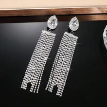 1 par de brincos pendentes de cristal em forma de lágrima exagerada e elegante