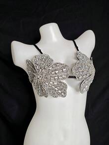 PAFAHE Sexy Bra Accessories, New European And American Sexy Lingerie With Hollow Strap And Leaf Design, Suitable For Wearing Outerwear In Summer And Autumn, Fashionable For Nightclub, Party, Vacation, Hotel, Music Festival - Silver - View 2