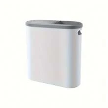 Multifunctional Large Capacity Trash Can With Lid - Stylish Push-Open Design, Suitable For Bathroom, Kitchen And Bedroom, Bathroom Trash Can - 1-white - View 4