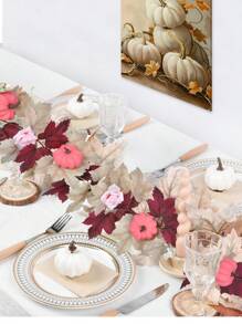 1 件 68.90 英寸仿真花酒红色和粉色枫叶、粉色南瓜、白葡萄、藤条感恩节挂饰房间、周年纪念婚礼生日、圣诞节墙壁拱形装饰家居装饰万圣节装饰房间装饰万圣节，假植物