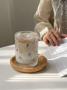 6/1pc Straight Vertical Striped Glass Cup Suitable For Coffee, Latte, Juice, Milk, Fruit Tea In Home