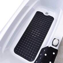 1pc 40x100cm Bath Mat With Suction Cups And Drain Holes, Textured For Increased Grip And Comfort, Handwash Shower Mat - Bathroom Accessory Bathroom Decor Summer Bathroom Accessories