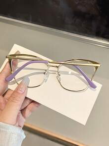 2pcs Vintage Metal Cat Eye Glasses Frames For Women, Suitable For Travel Accessories And Daily Outfit Decoration - Multicolor - View 6