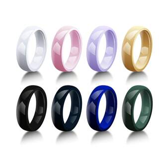 Hypoallergenic Ceramic Rings For Women And Men Black White Pink Green Wedding Band Fit Size 5-12 Couple Ring For Her 6mm Wide