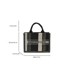 新款时尚女士托特包手提包别致复古格子方形手提包，适合约会、购物，百搭精致