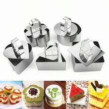 不锈钢三角形、花形、圆形、方形、心形慕斯圈，适合制作蛋糕、饼干等，完美的厨房烘焙工具。 - 銀色 - 查看 11