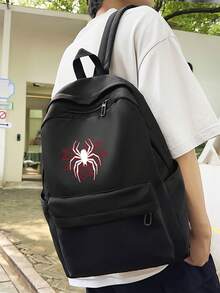 时尚男士背包，红网蜘蛛新款印花，方便宽敞的尼龙通勤包 - 彩色 - 查看 2