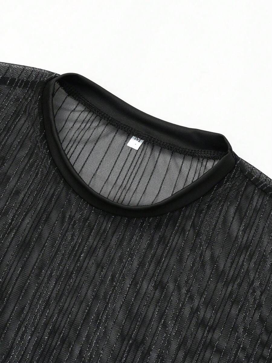 Camiseta transpirable, ligera y de malla transparente como capa base de moda para clubes. Camisa sexy para fiestas para hombres. Conjunto para parejas - regalo adecuado para esposo/novio.