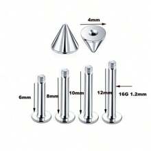 2PCS/Set Spike Lip Piercing Snake Bites Stainless Steel Helix Piercing Cartilage Earring Ear Piercing Body Jewelry Punk Style 16G 1.2mm