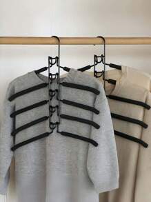 5pcs Heavy Duty Space-Saving Metal Hangers With Non-Slip Foam Pads - Multi-Layer Design For Coats, Sweaters, Suits, And T-Shirts - Perfect For Closet Organization, Hangers For Clothes