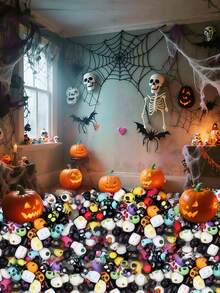 102pcs/51pcs Per Pack, Colorful Skull Beads For Halloween, Cute Halloween Colored Skull Beads Craft, DIY Jewelry Making Supplies, Acrylic Skull Loose Beads Handmade Accessories, Suitable For Halloween Wear, Spooky Fun, Holiday Gifts, Party/Birthday/Halloween Presents