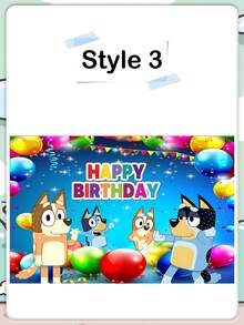Fondo de fotografía de la casa de dibujos animados Bluey, fondo exterior con cielo azul y camión, decoración de fiesta de mascotas, banner de fondo perfecto para photocall de fiesta de cumpleaños, props de estudio, fondo de feliz cumpleaños, ducha hawaiana, fondo hawaiano con globos, fondo de dibujos animados, banner de decoración de fiesta - Multicolor - Ver 6