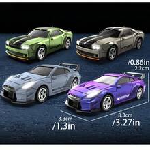 1/64 比例迷你遥控漂移车 2.4G 4WD 越野赛车，快速遥控车，配有漂移轮胎、障碍物、LED 灯，非常适合桌面和房间玩汽车玩具，是送给青少年和成人的理想礼物