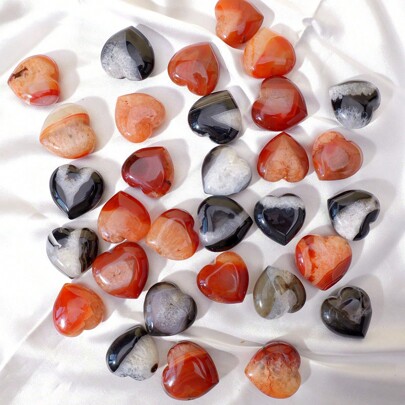 Natural Carnelian Heart Stone | Red Agate Druzy Cluster - Ideal For Meditation, Feng Shui & Love Vibes | Decorative Home Ornament (1pc)