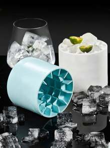 1 件迷你硅胶冰块模具，圆柱形 3D 制冰机，简易桶形设计制冰机托盘带盖，适用于厨房海鲜生鱼片，返校用品