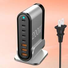 Bộ sạc nhanh USB-C - Bộ sạc nhanh PD 8 cổng nhỏ gọn, Bộ đổi nguồn máy tính xách tay cho MacBook Pro/Air, Tất cả iPad Pro, 16/15/14/13/12, Galaxy Note20/S22, Pixel có dây nối dài AC 5 ft phù hợp cho nhiều người sạc, nhiều thiết bị sạc, nhu cầu sạc tại nhà và trạm sạc cho bàn làm việc văn phòng - Xem 4