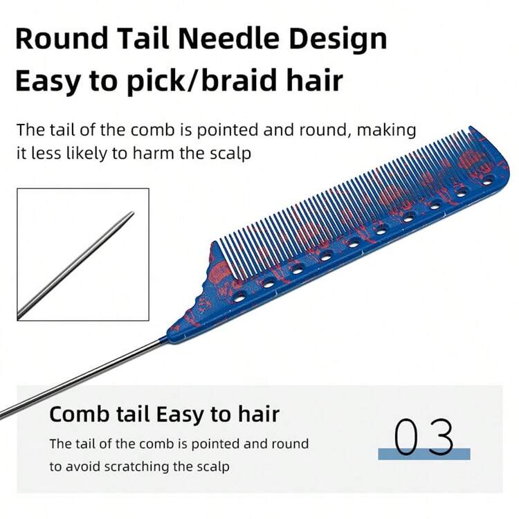 6 件套理发梳，沙龙专业理发梳，带凹槽的理发顺发梳，返校、旅行度假必备品，女士发饰 - 彩色 - 查看 5