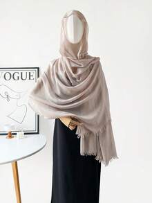 1 件女士沙滩配饰纯色亚麻方形头巾围巾、真丝围巾、头巾、沙滩巾、日常穿着、节日装饰围巾头巾、发带、头带