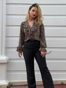 Jeta Ari Women Solid High Rise Tailored Suit Pants - Black - View 6