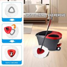 3-Pack Microfiber Spin Mop Replacement Heads - Universal Fit For Most Spin Mops, Super Absorbent & Quick-Dry Refills With Easy Wringing System, Machine Washable For Floors/Tiles/Hardwood (White) - 白色-3件 - 查看 4