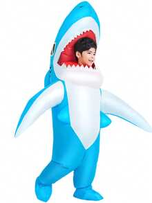 1/2/3pcs Adult Blue Shark Inflatable Costume, Inflatable Costume, Shark Costume, Adult Inflatable Costume, Christmas Anime Cosplay Costume Sea Fish Shark Mascot Fancy Dress Party Cosplay Halloween - Multicolor - View 16