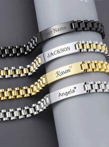 LICVIC Custom Name Men Bracelet,Personalized Stainless Steel Bracelets,Customized Couples Bracelets,Customizable Men Jewelry,Fathers Day Gifts,Birthday Gifts,Gold,Silver,Black,Valentine's Day Gifts,Wedding Gifts,Casual Customization,Daily Wear,Fashion,Bridesmaids,Best Man,Besties,Sisters,Proms,Parties