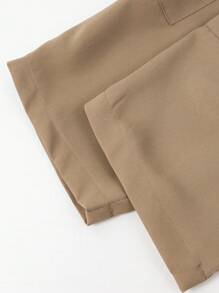 1 件青少年男孩宽松休闲工装短裤，百搭及膝口袋印花短裤，春夏秋季 - 卡其色 - 查看 6