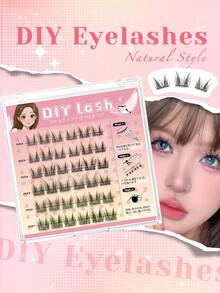 LASHIDOL 30 簇无胶睫毛延长，柔软自然假睫毛 DIY 套装，适合初学者且可重复使用 - 黑色 - 查看 11