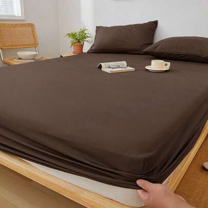 3 件咖啡色超细纤维柔软舒适床笠套装（1 件床笠 + 2 个枕套），适用于卧室和客房，四季皆宜